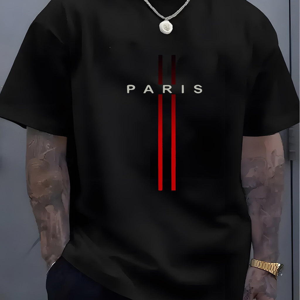 Men's Round Neck Casual Letter Print T-shirt